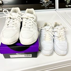 Girl’s Cheerleader White Sneakers,Chasse’ Cheer brand,1 size 6,1 size 5,Leather
